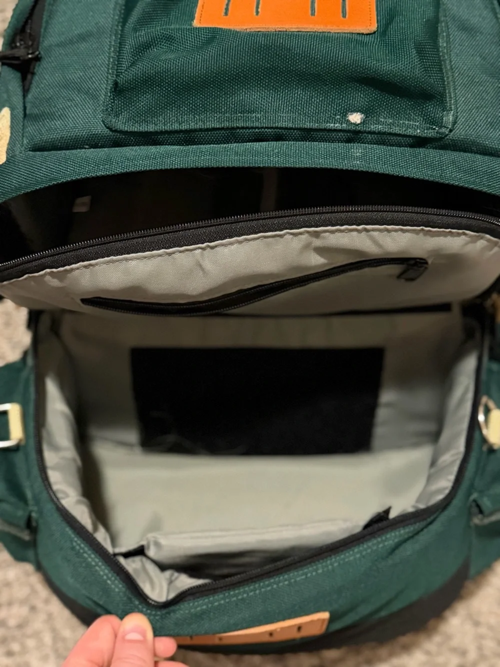 Canon Dark Green and Black Backpack with Tan Trim
